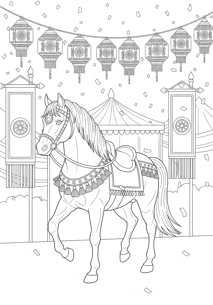 Year Of The Horse coloring pages to print