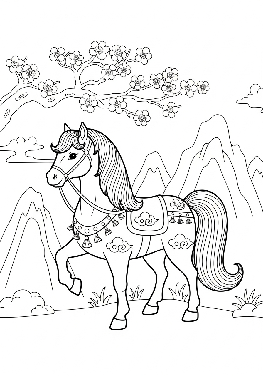 printable Year Of The Horse coloring pages