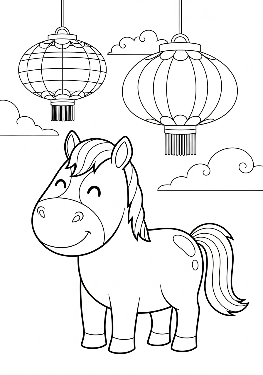 kids Year Of The Horse coloring pages