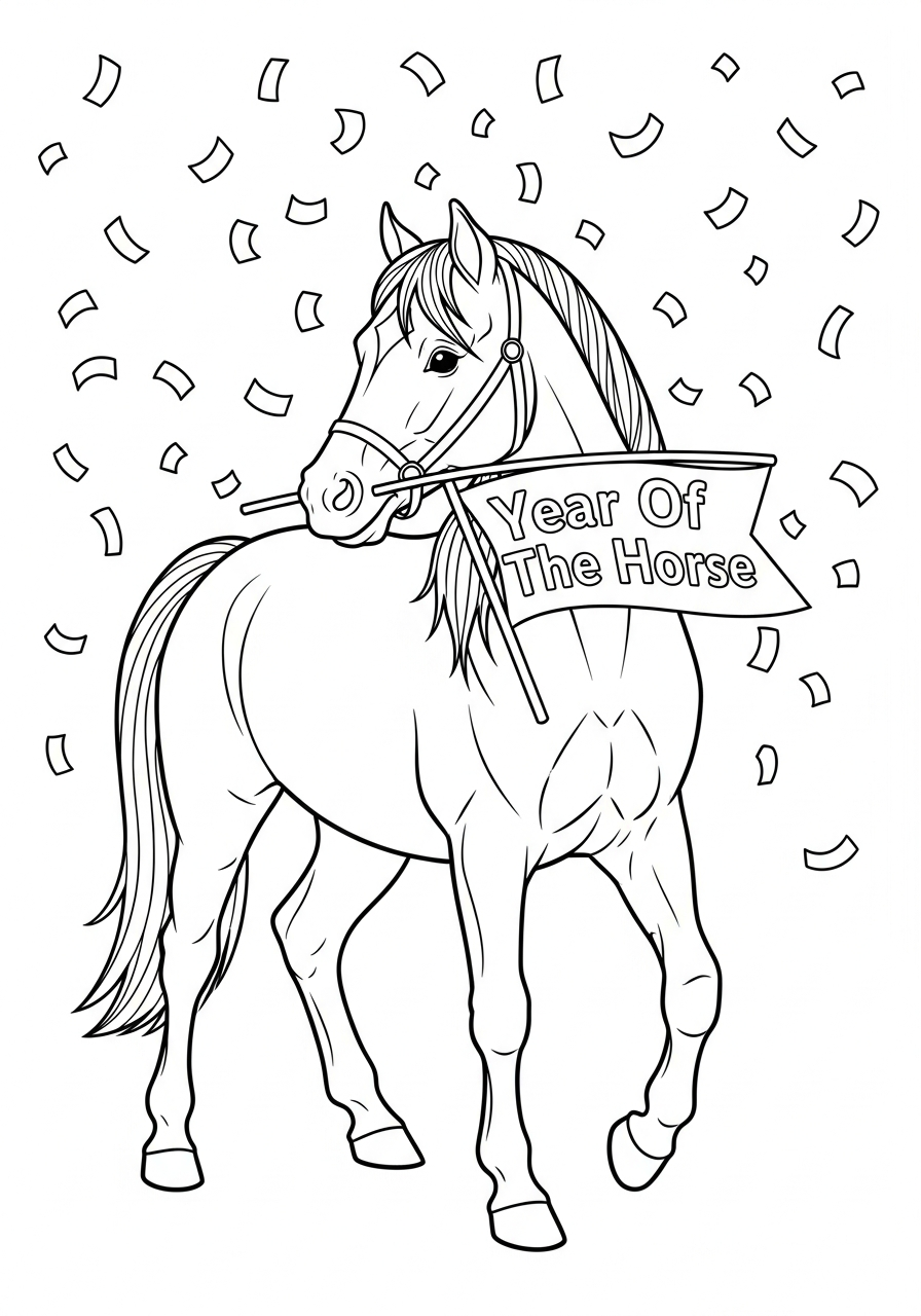 Year Of The Horse coloring pages free