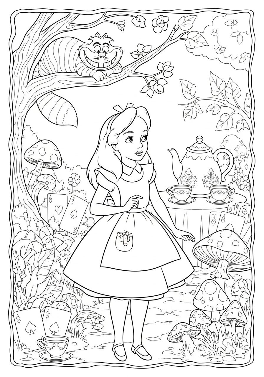 free printable Alice in Wonderland coloring pages for adults