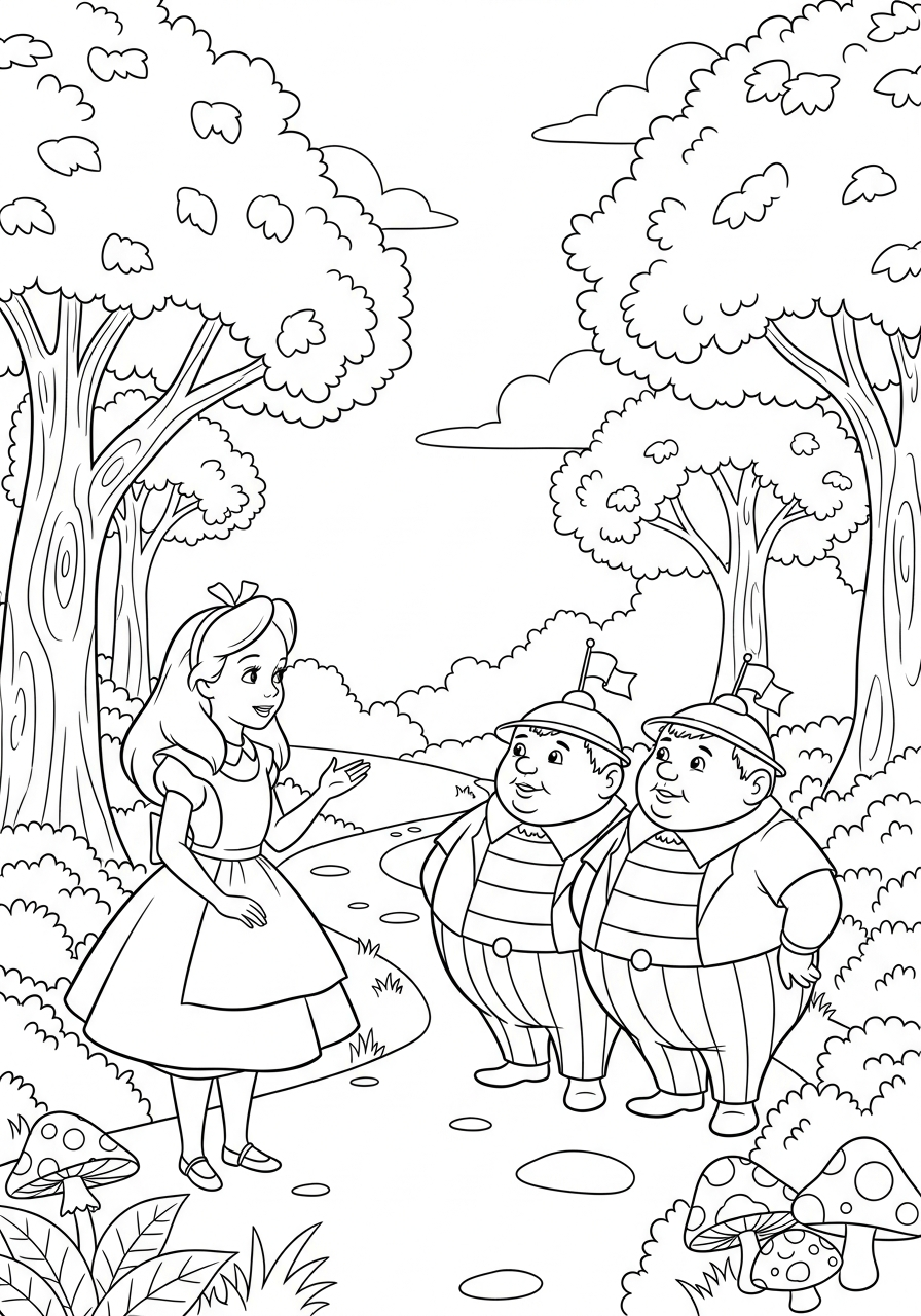 hard Alice in Wonderland coloring pages 1