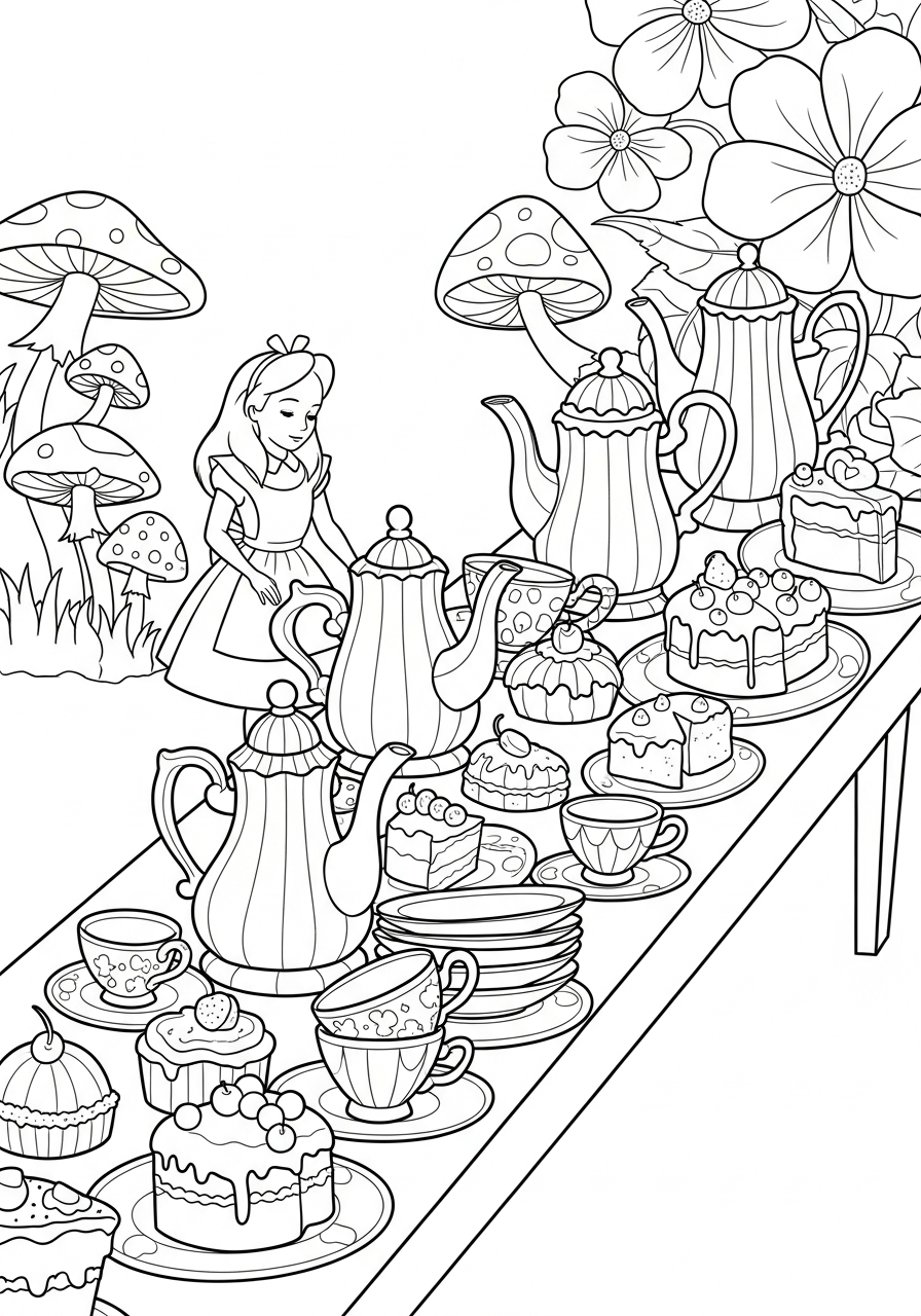 Alice in Wonderland free coloring pages
