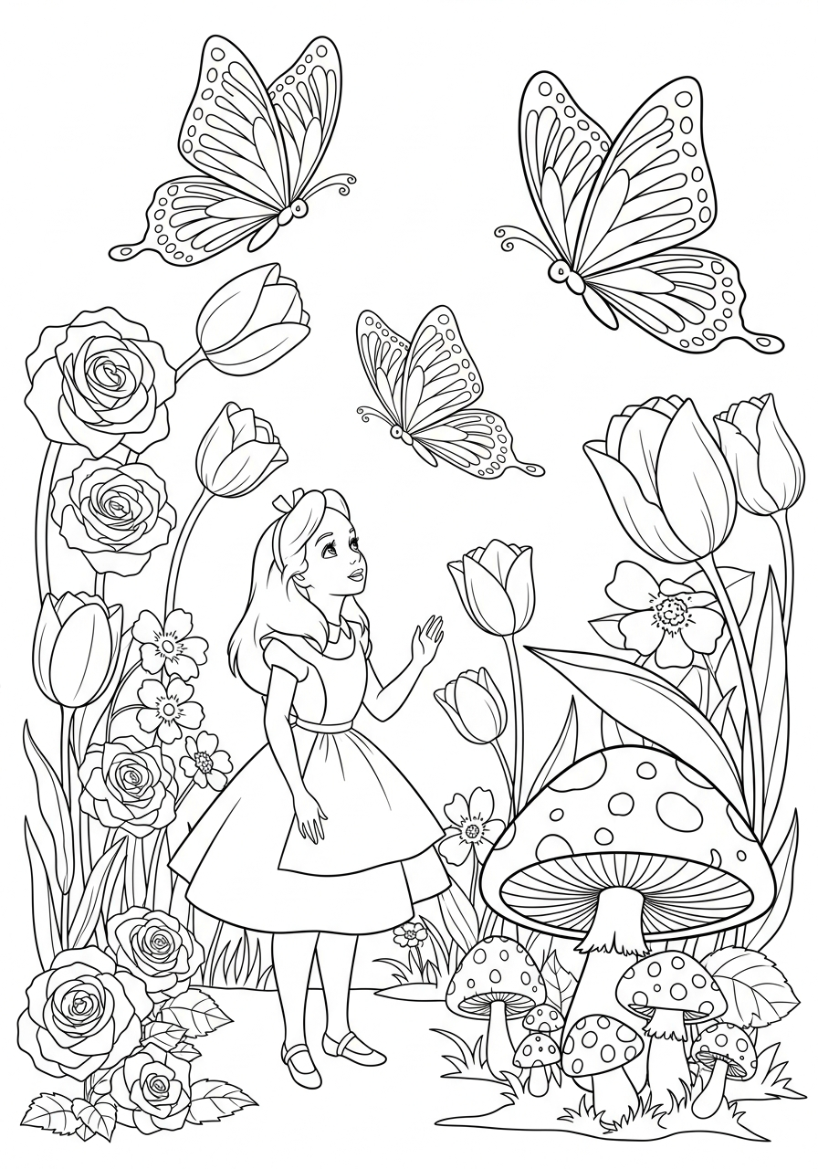 cute coloring pages Alice in Wonderland
