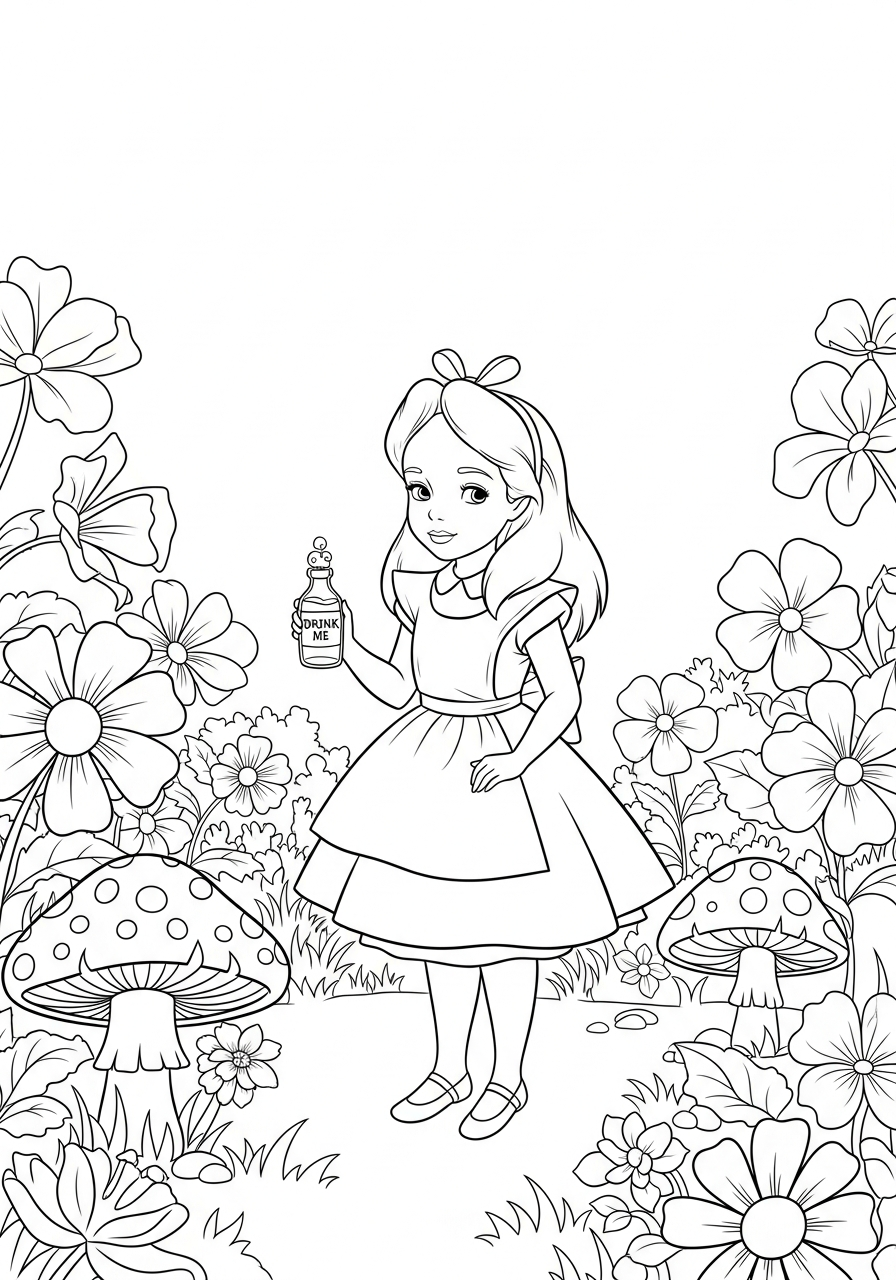 free adult Alice in Wonderland coloring pages