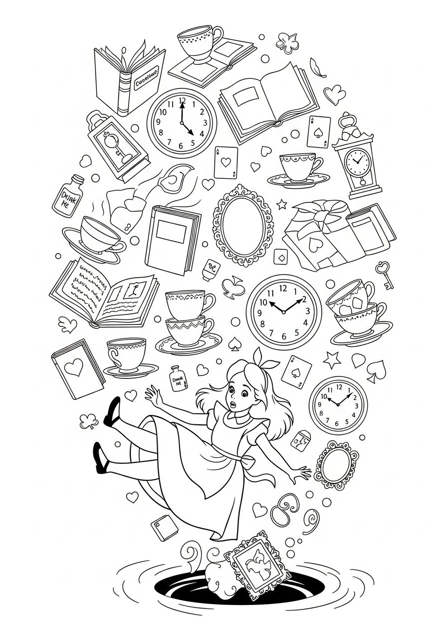 Alice in Wonderland coloring pages printable free