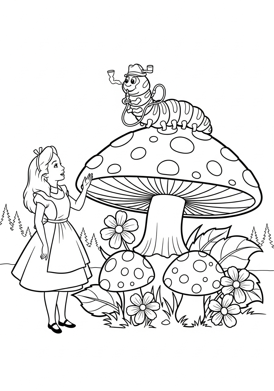 Alice in Wonderland cards coloring pages