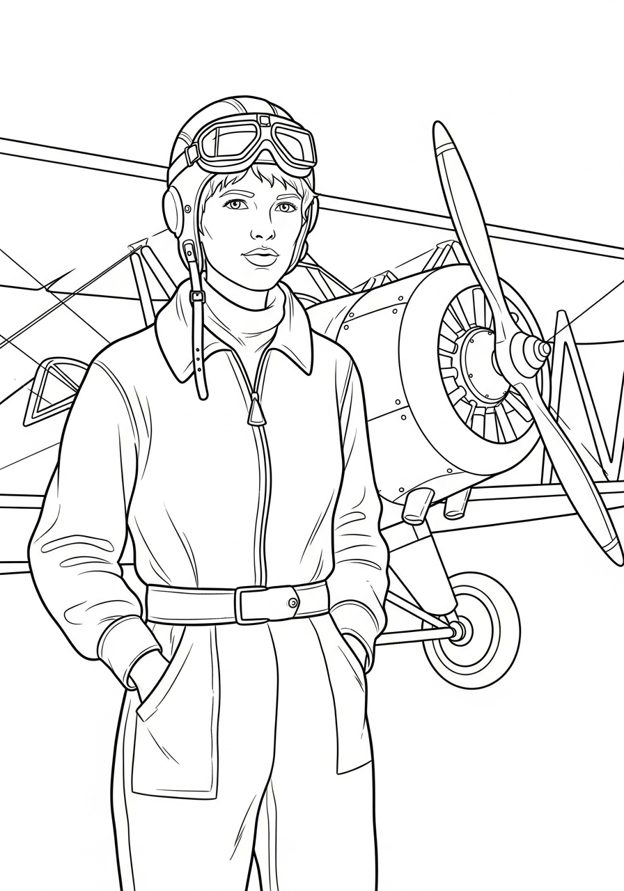 free Amelia Earhart coloring pages pdf 1