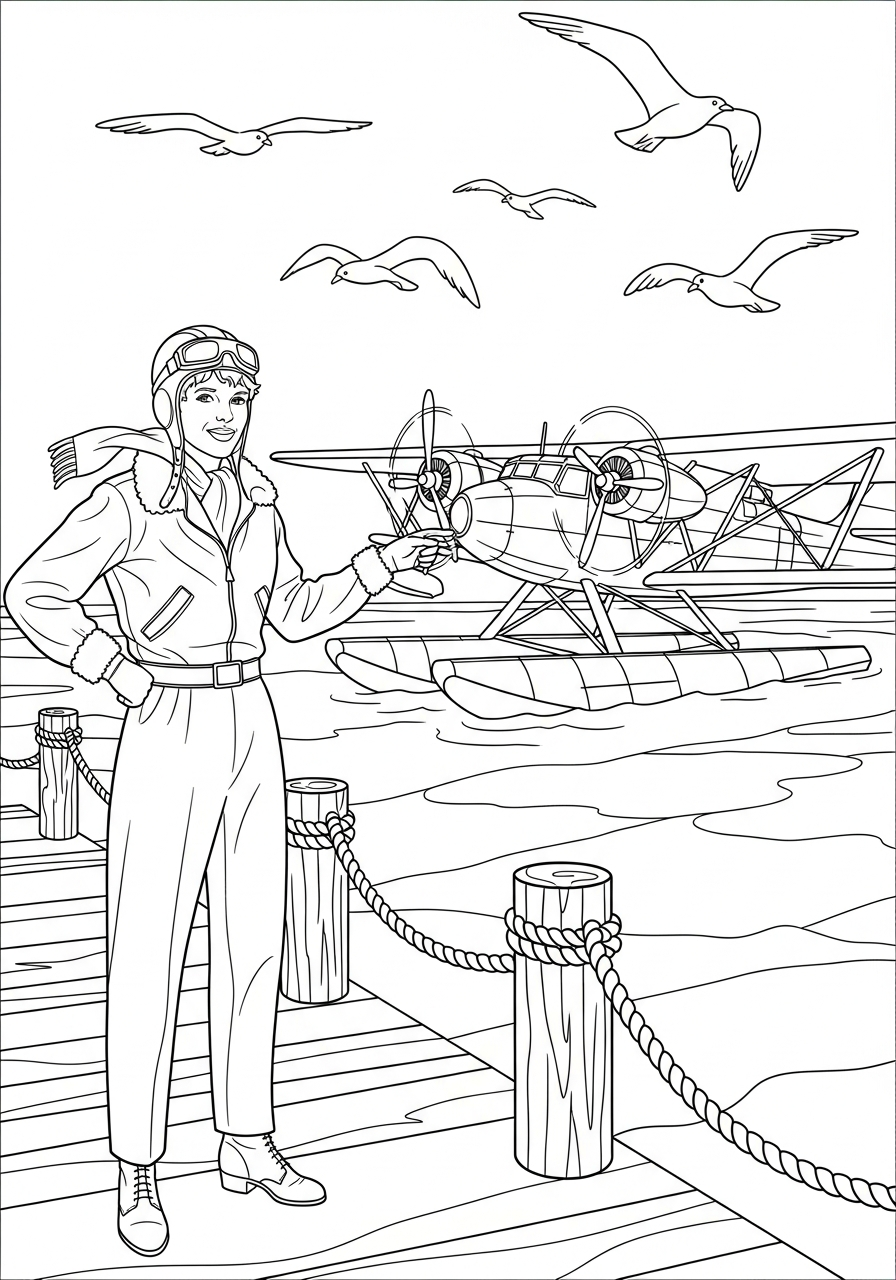 printable coloring pages Amelia Earhart
