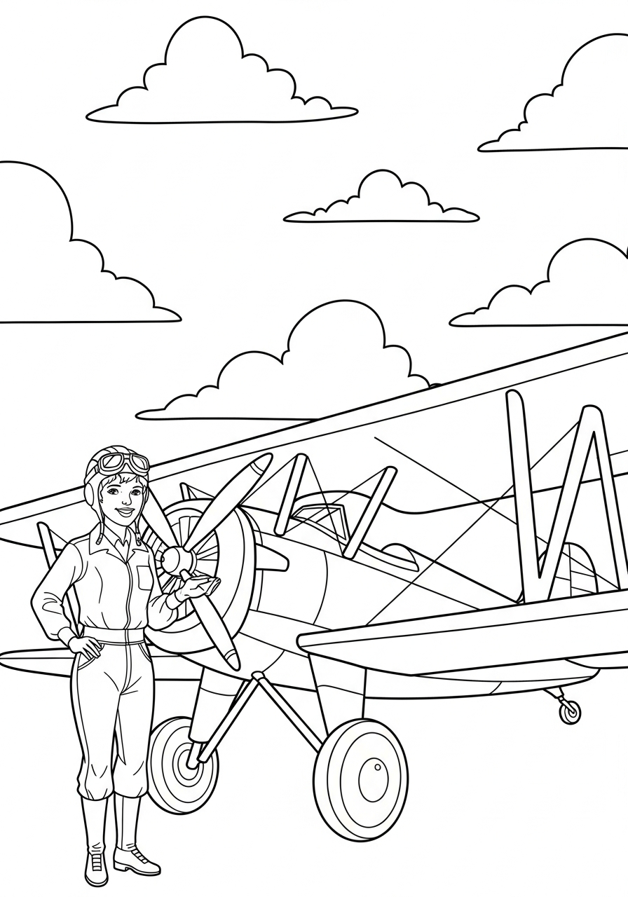 merry Amelia Earhart coloring pages