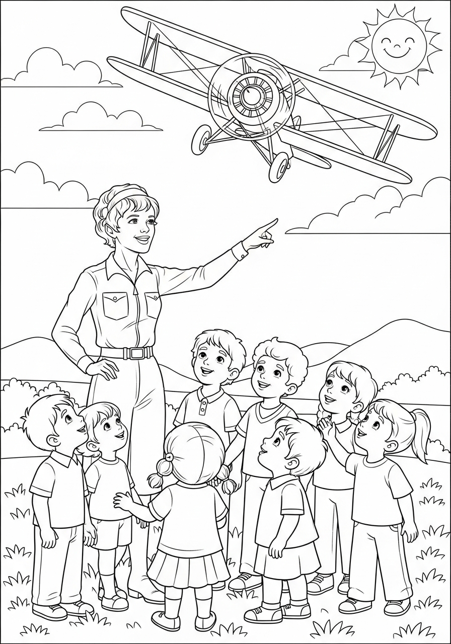 Amelia Earhart coloring pages printable free