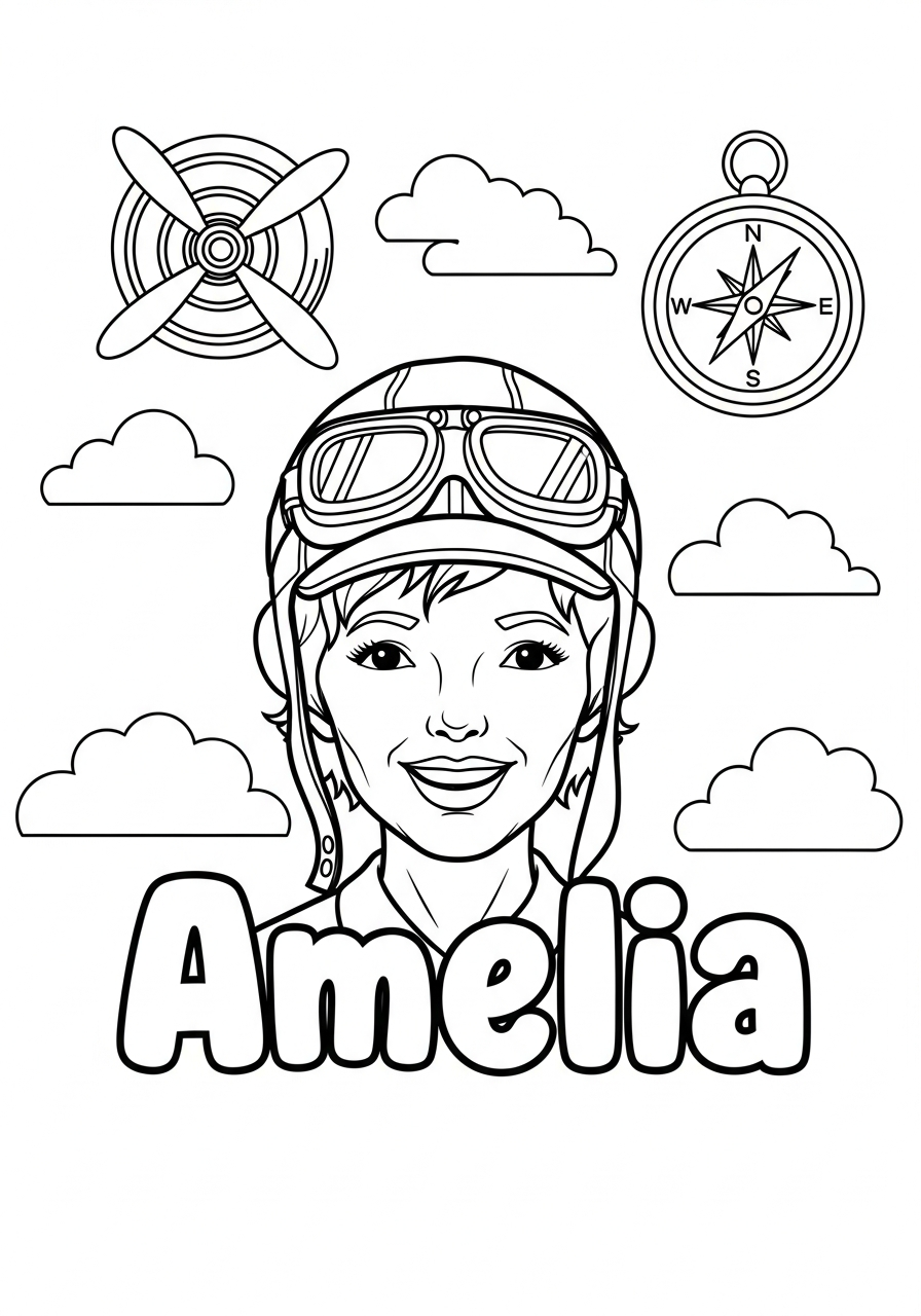 free adult Amelia Earhart coloring pages