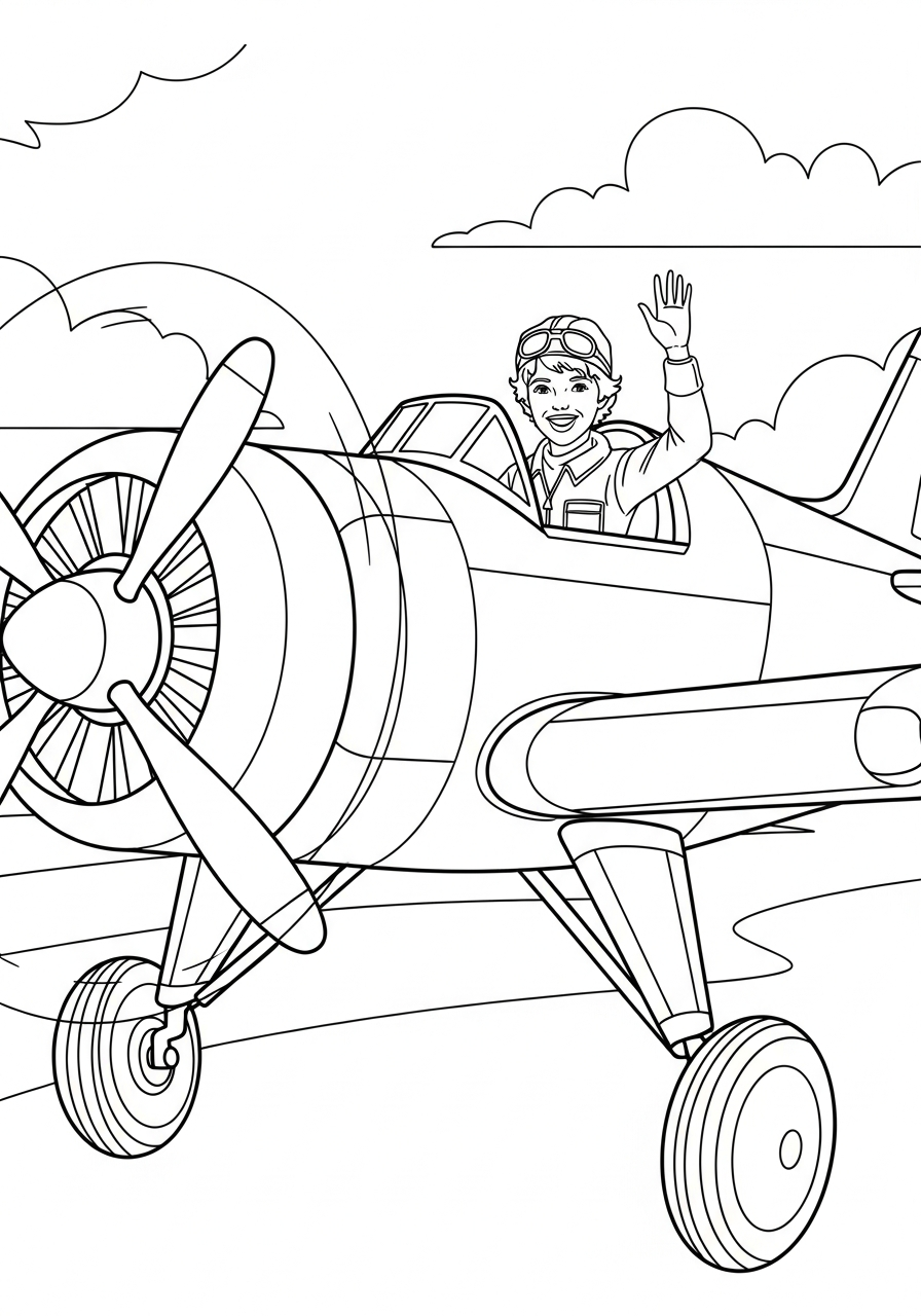 Amelia Earhart coloring pages for adults easy