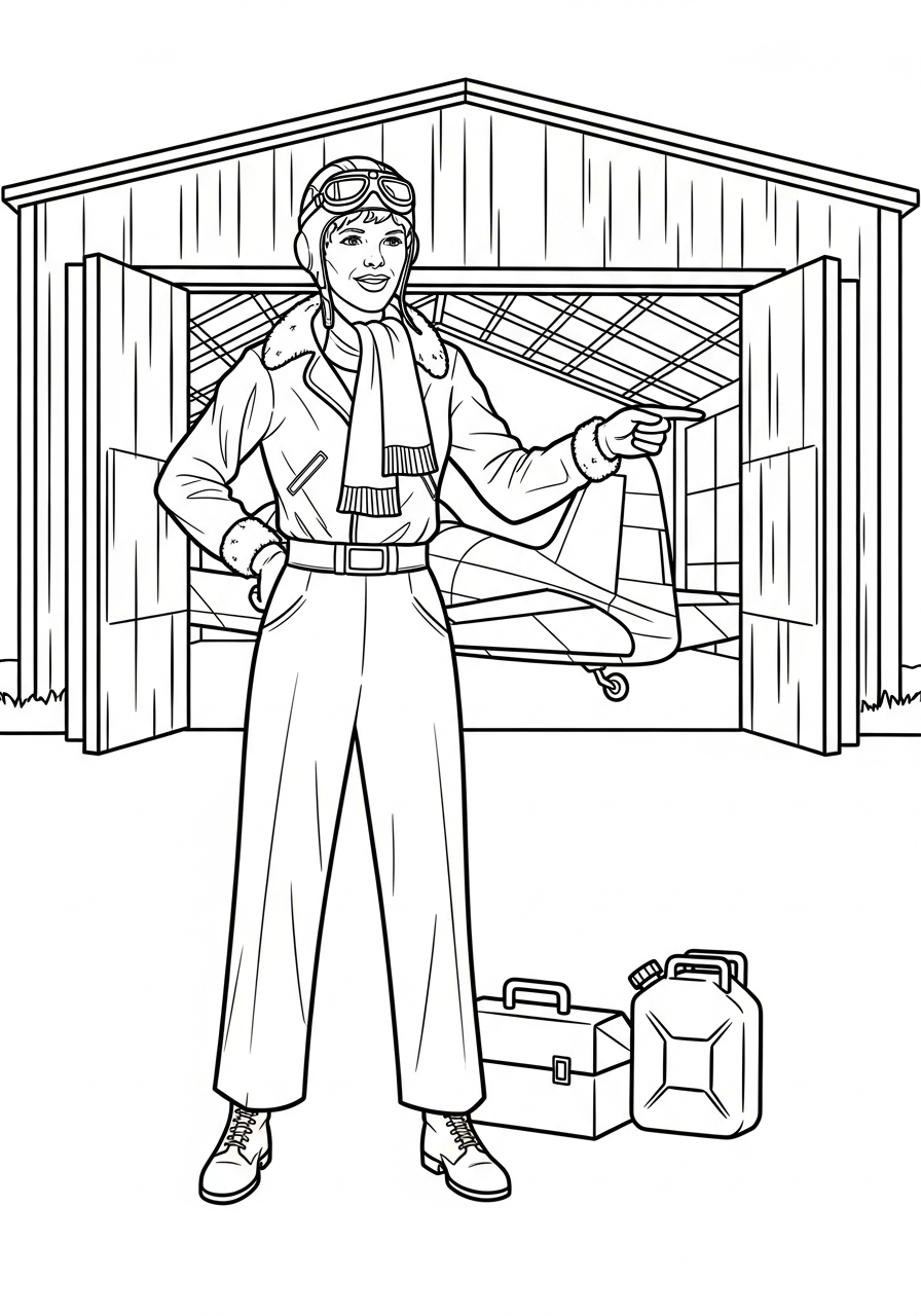 coloring Amelia Earhart pages