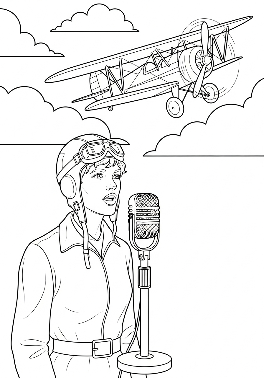 free Amelia Earhart tree coloring pages
