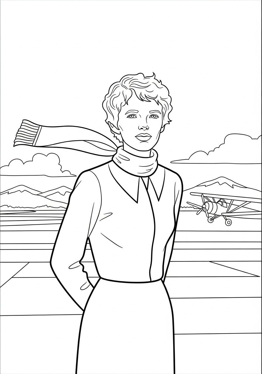 free Amelia Earhart coloring pages pdf