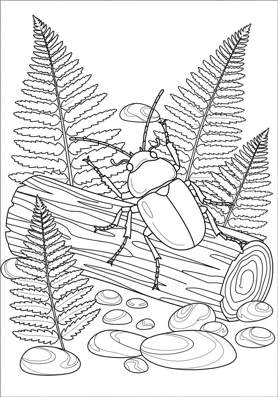 easy cute Beetle coloring pages 1