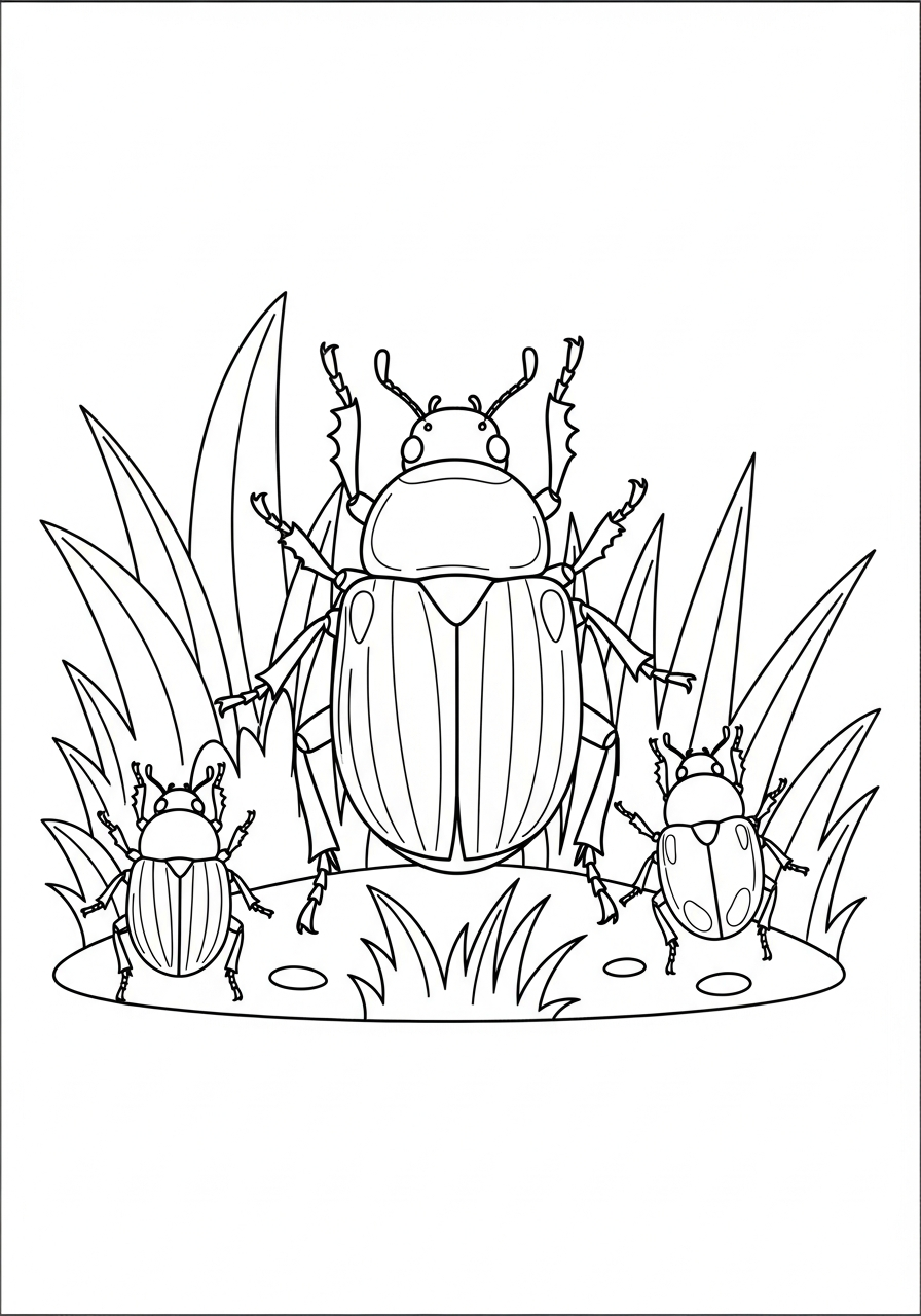 kawaii cute Beetle coloring pages