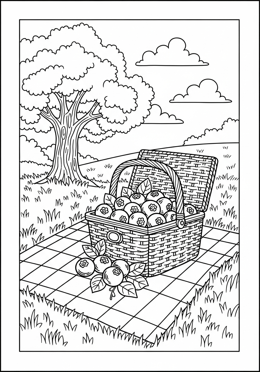 detailed Blueberry coloring pages