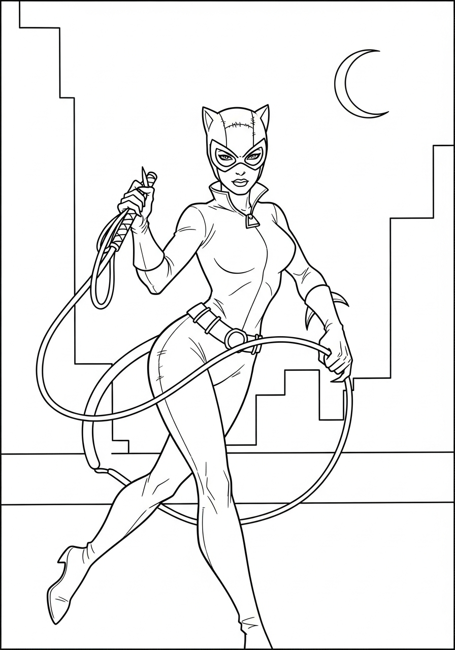 free printable Catwoman coloring pages for adults 1