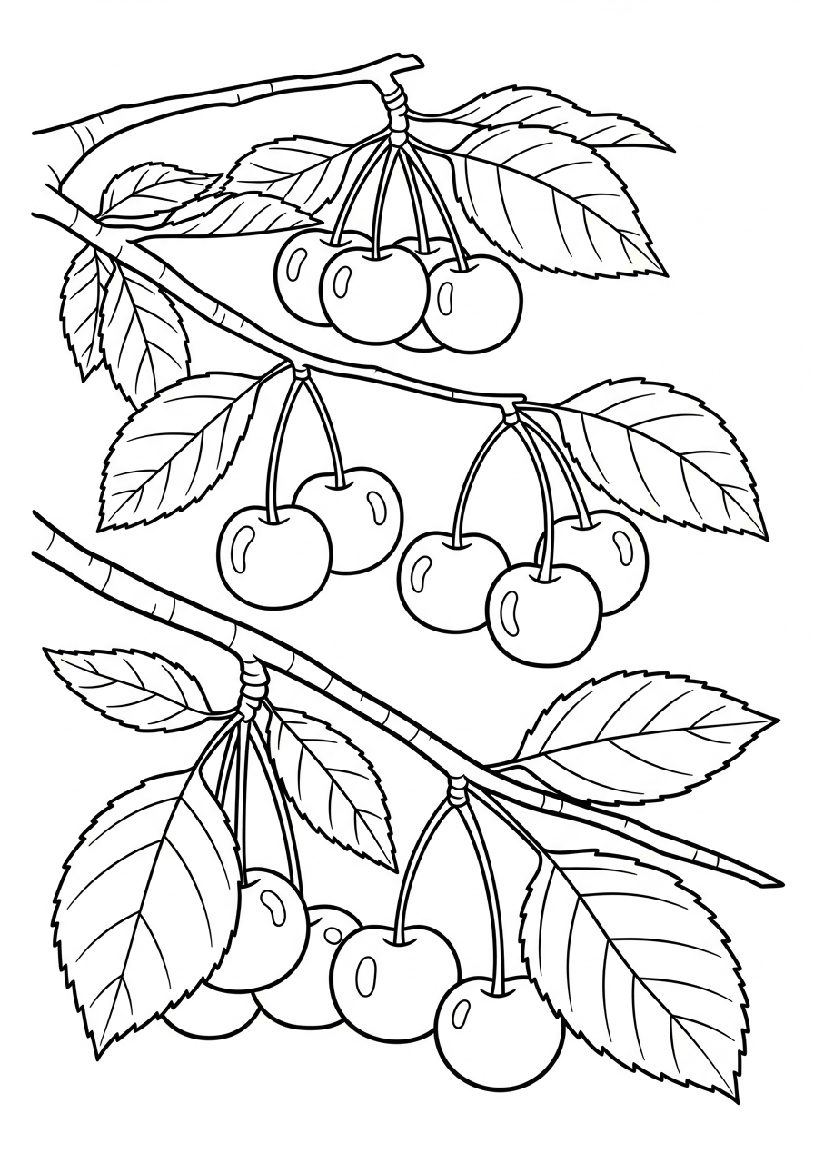 Cherry Coloring Pages 5 detailed Cherry coloring pages for adults
