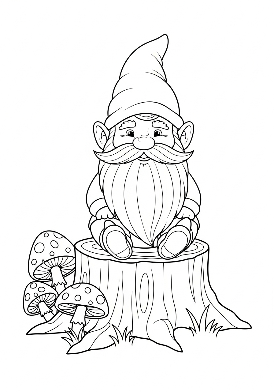 Gnome coloring pages for preschoolers