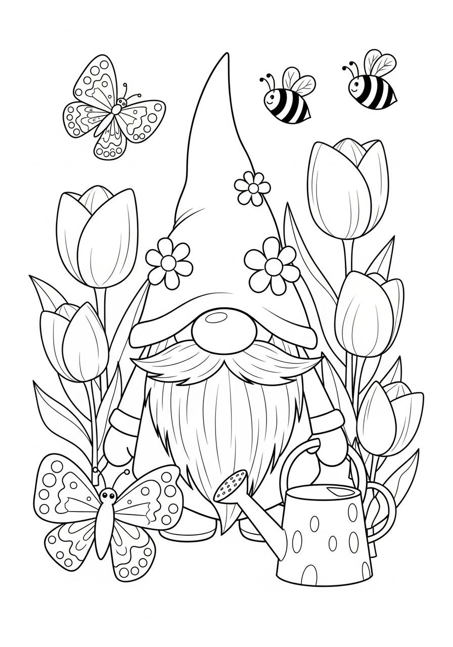 Gnome coloring book pages