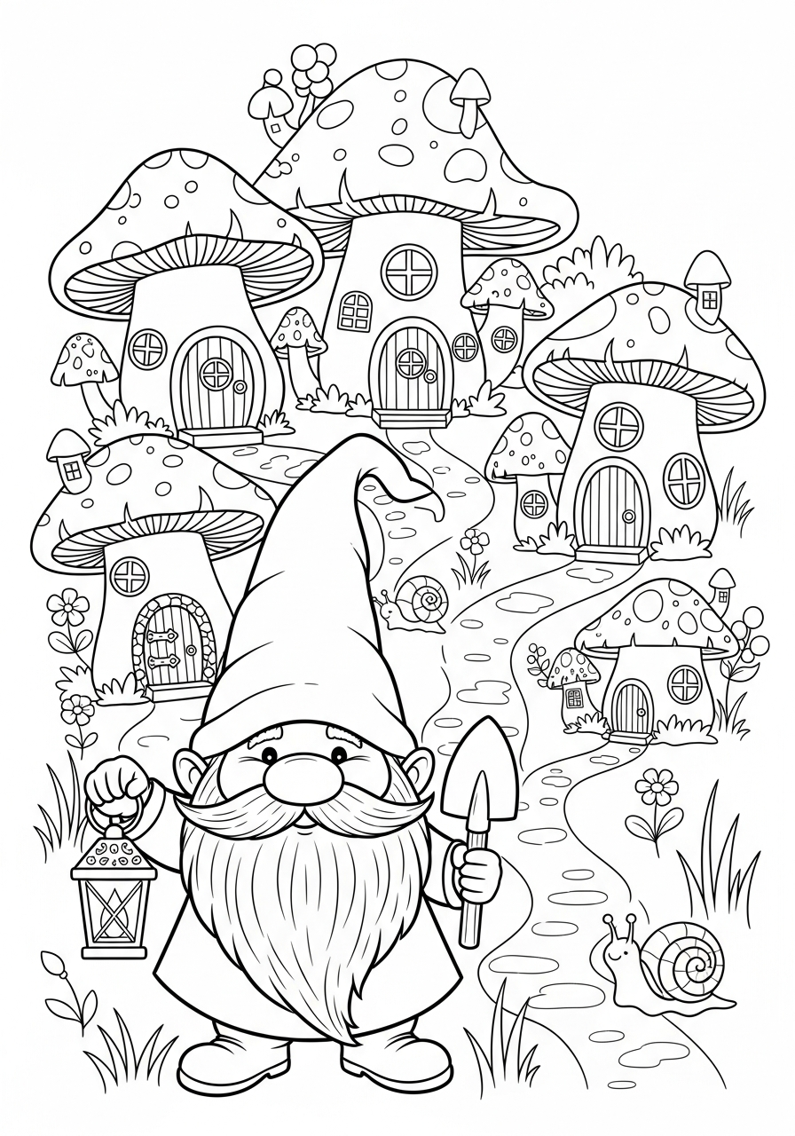 free Gnome coloring pages for adults