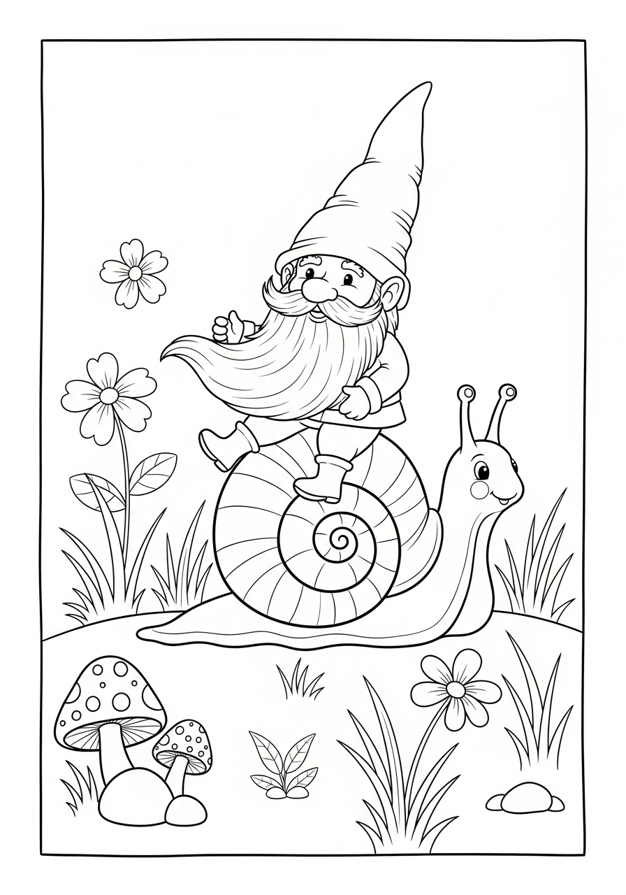 Gnome coloring pages for adults
