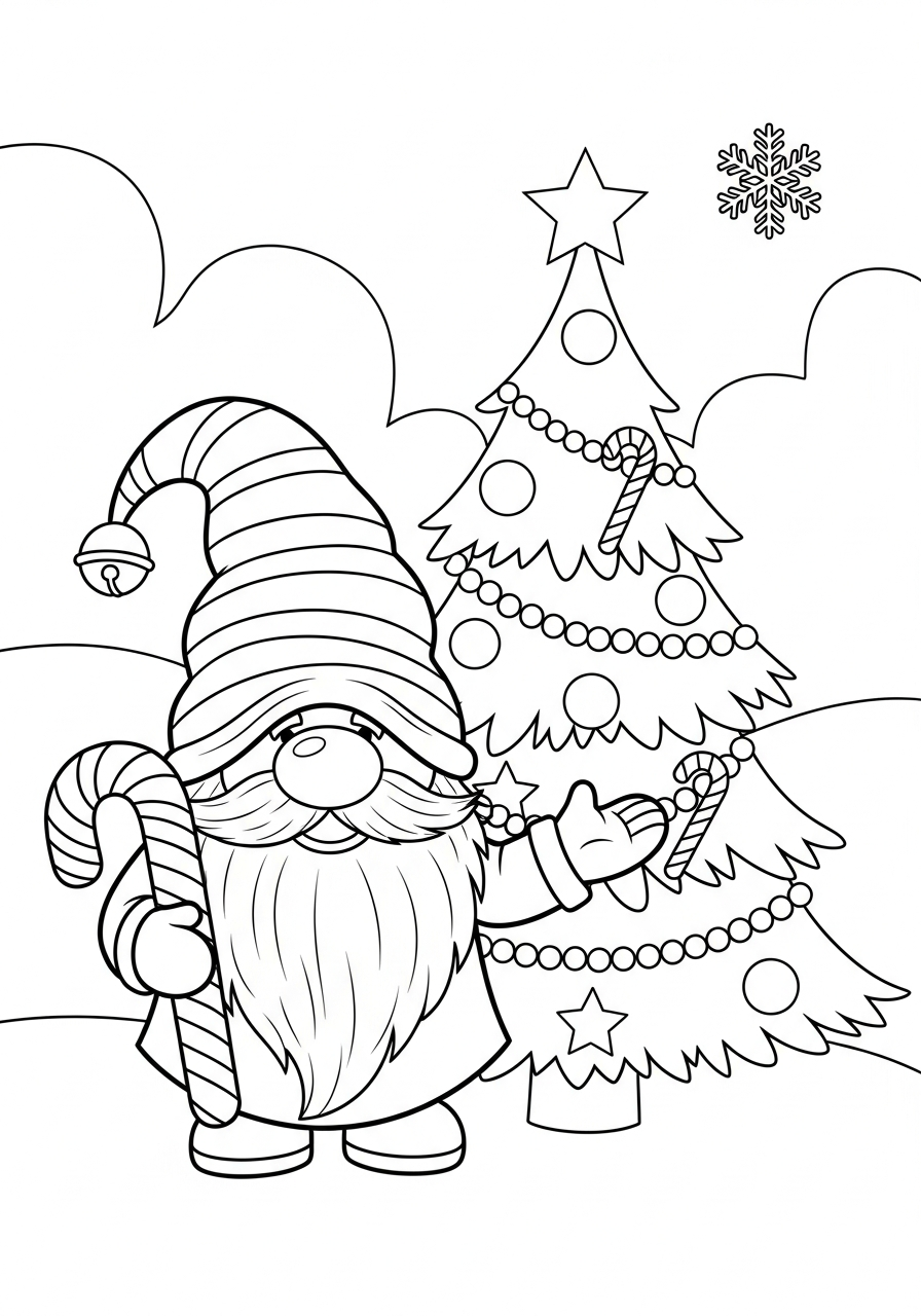 Gnome coloring pages easy