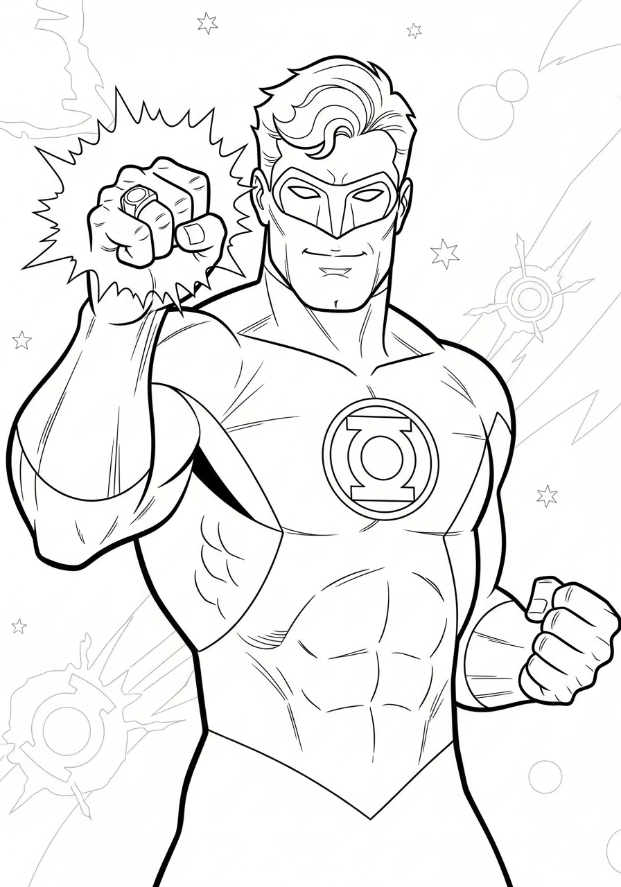 free full size printable Green Lantern coloring pages for adults pdf