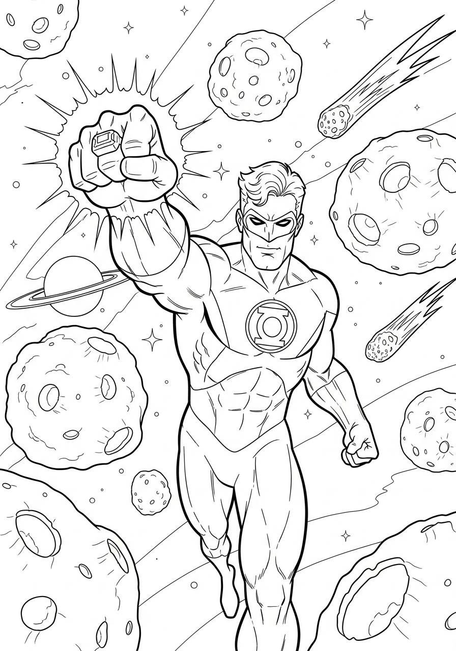 kawaii cute Green Lantern coloring pages 1
