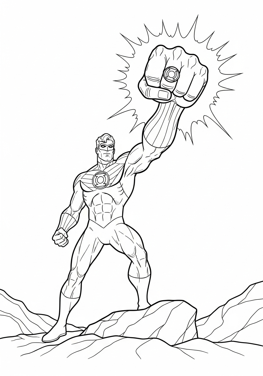 free full size printable Green Lantern coloring pages for adults pdf 1