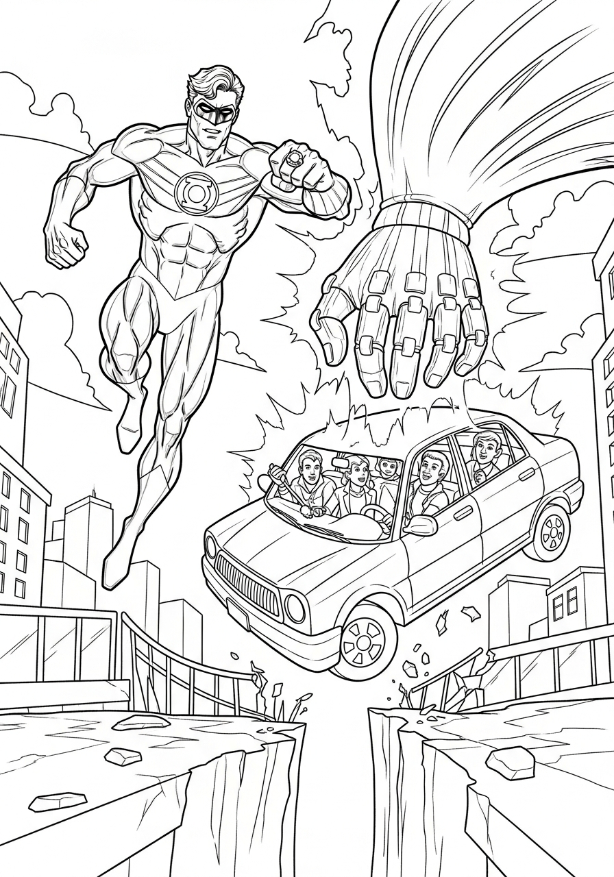 detailed Green Lantern coloring pages