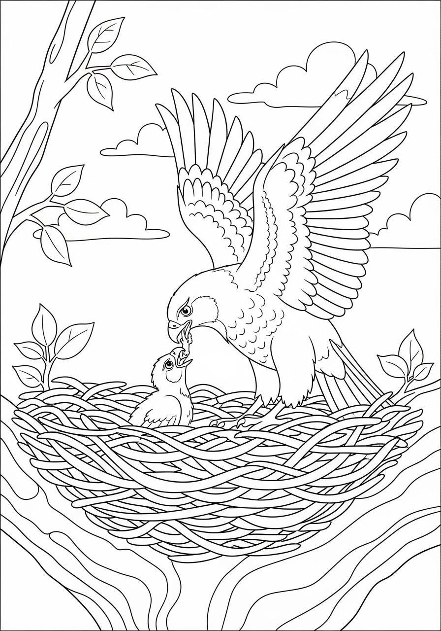 free Hawk tree coloring pages