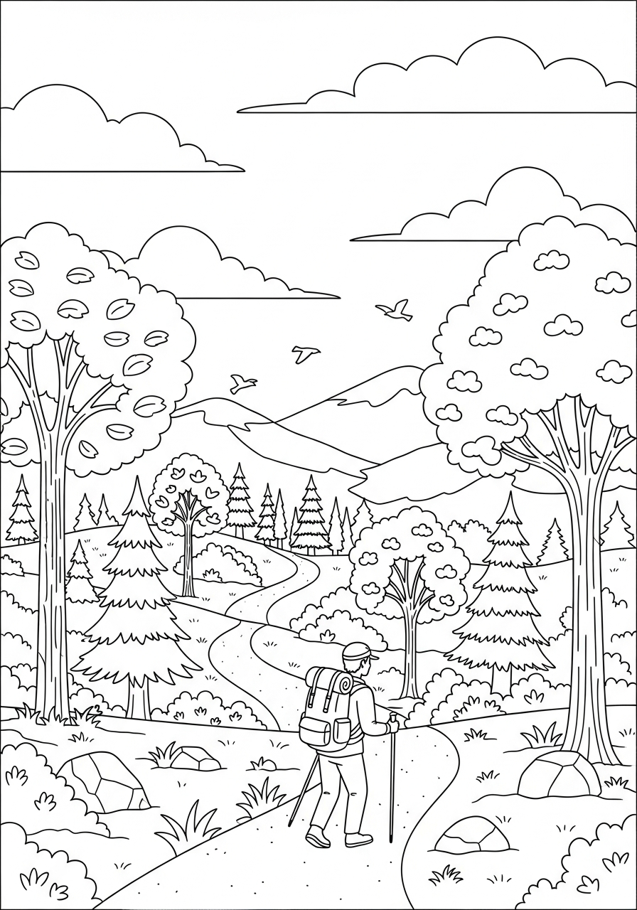 Hiking Coloring Pages 2 kawaii cute Hiking coloring pages