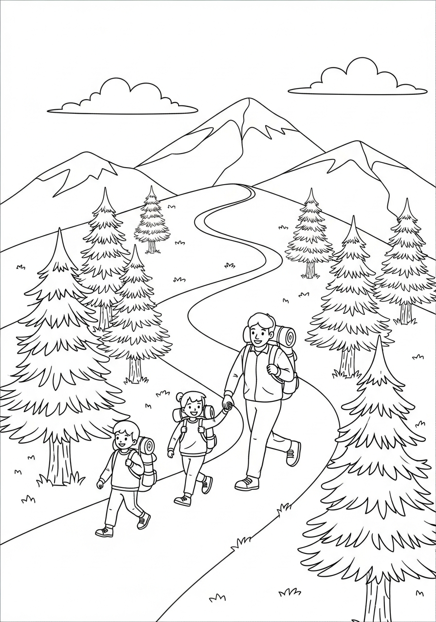 Hiking Coloring Pages 4 free coloring Hiking pages