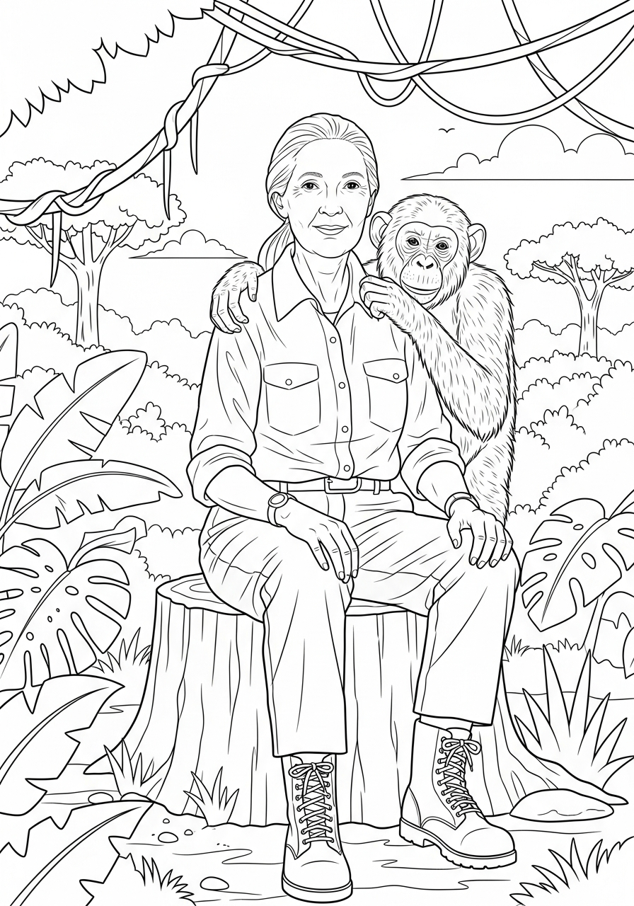 Jane Goodall Coloring Pages 20 free printable coloring pages Jane Goodall