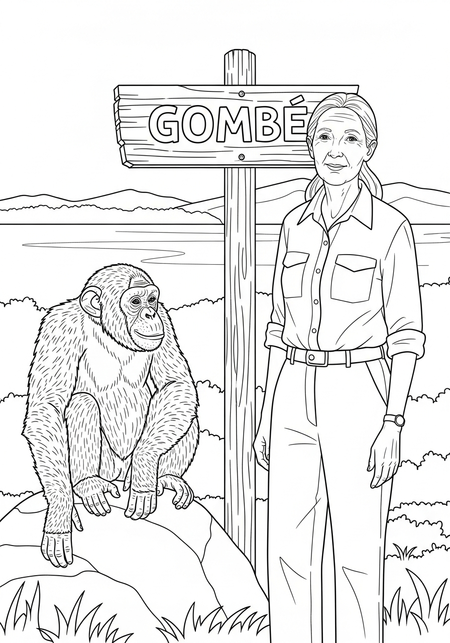 Jane Goodall Coloring Pages 11 Jane Goodall ornament coloring pages