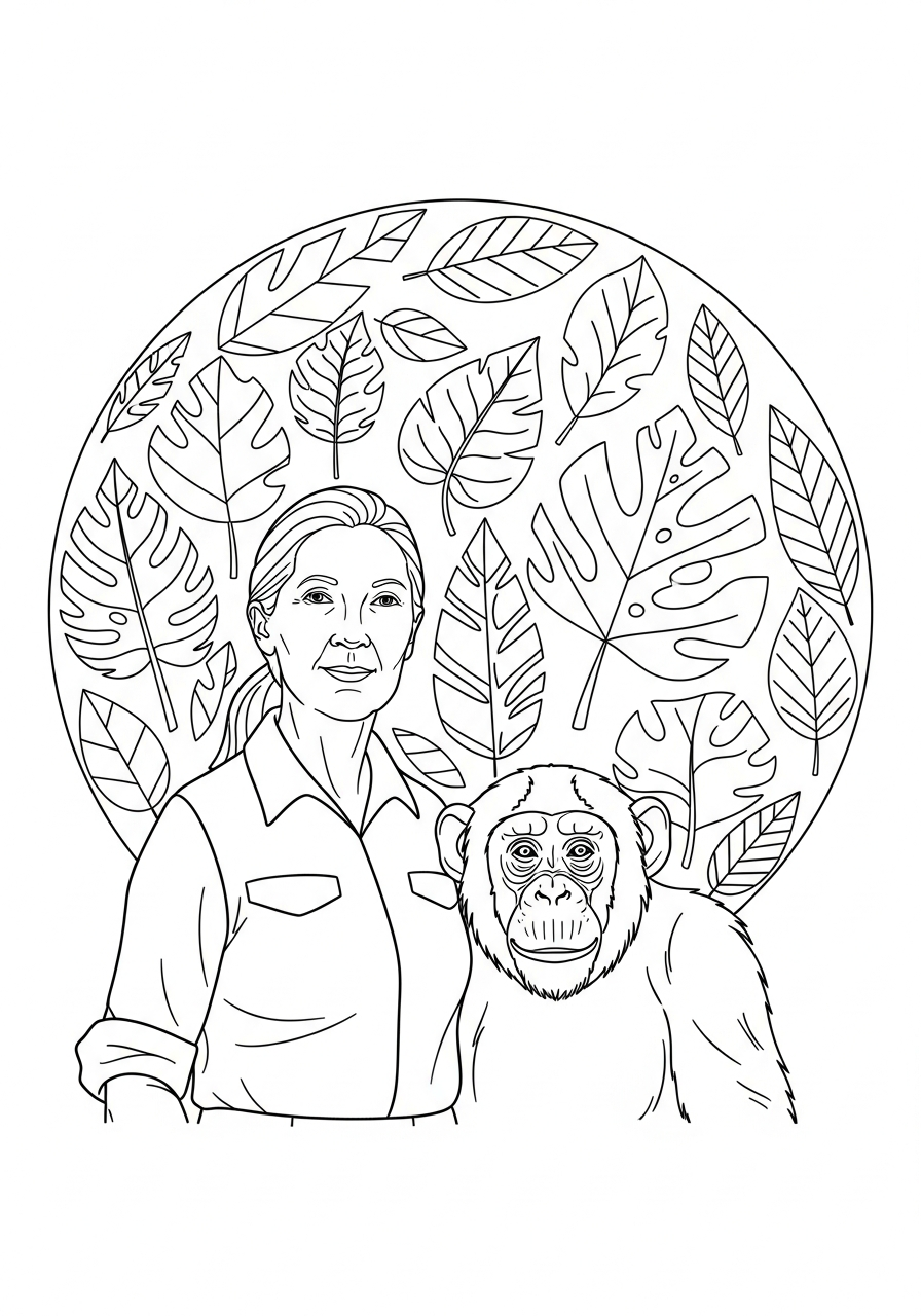 Jane Goodall Coloring Pages 8 free Jane Goodall coloring pages for kids