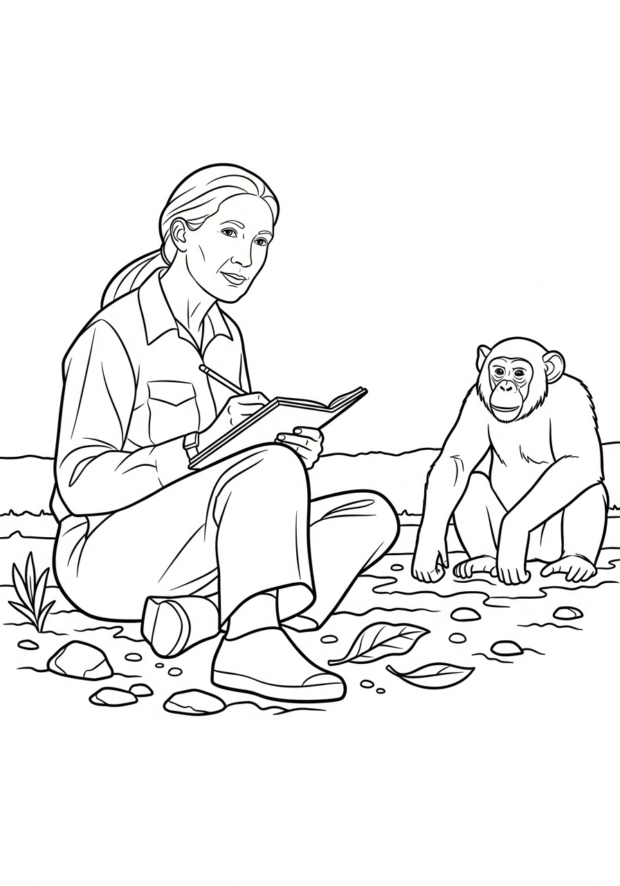 Jane Goodall Coloring Pages 2 Jane Goodall printable coloring pages