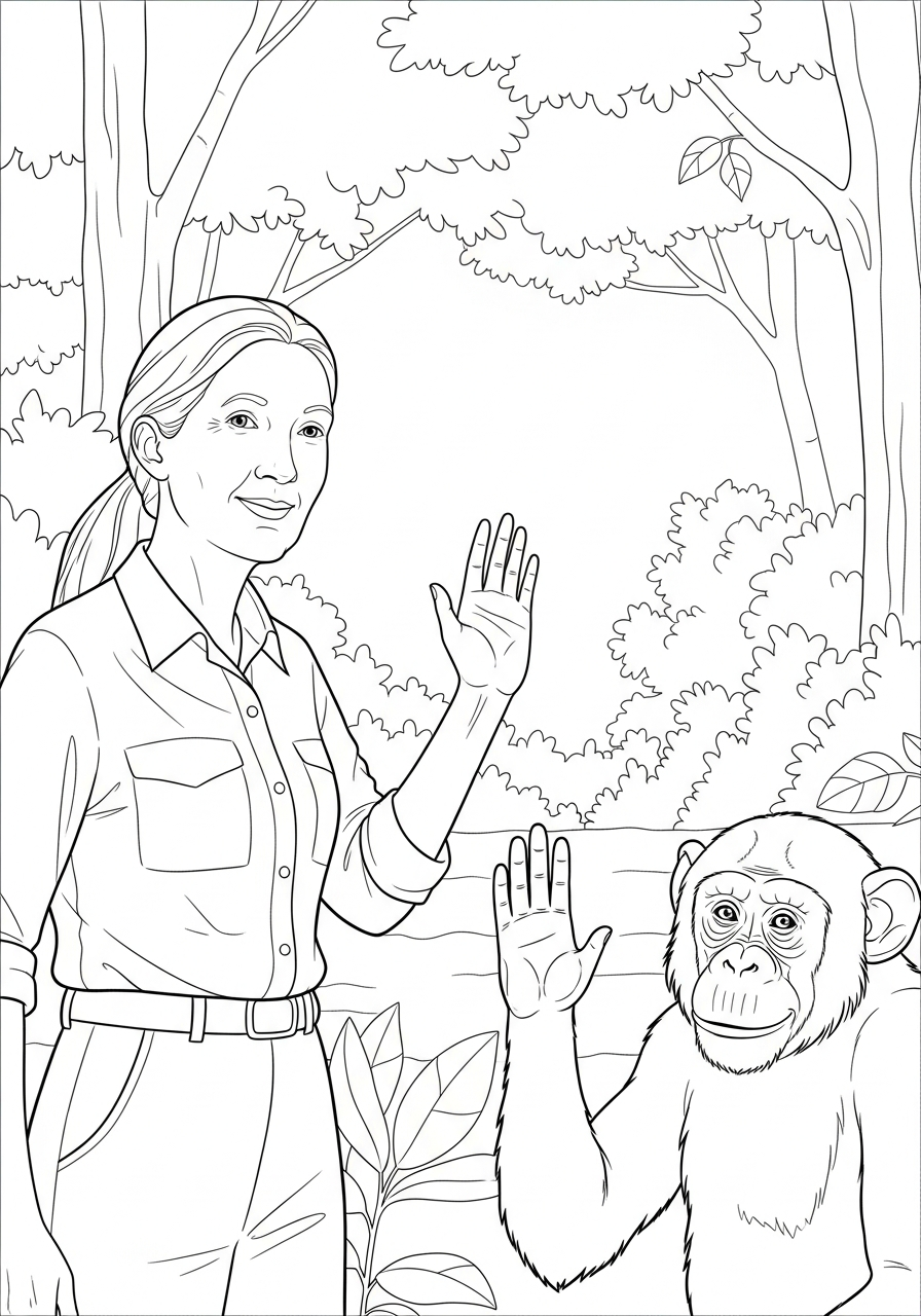 Jane Goodall Coloring Pages 5 printable Jane Goodall coloring pages