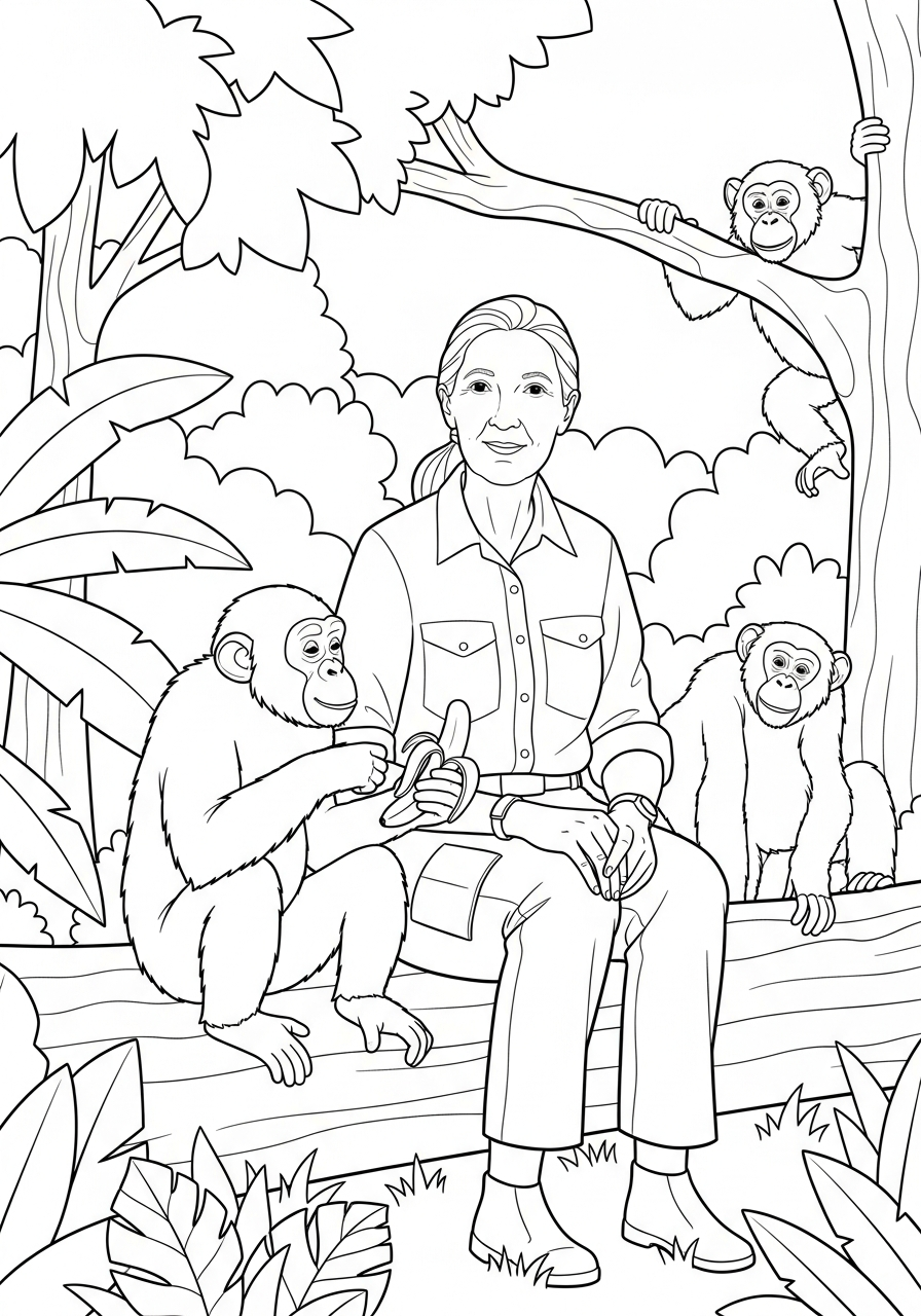 Jane Goodall Coloring Pages 4 cute coloring pages Jane Goodall