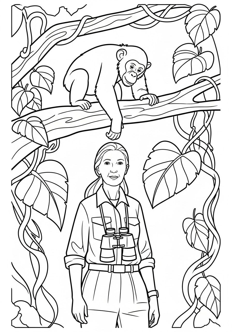 Jane Goodall Coloring Pages 19 fun Jane Goodall coloring pages