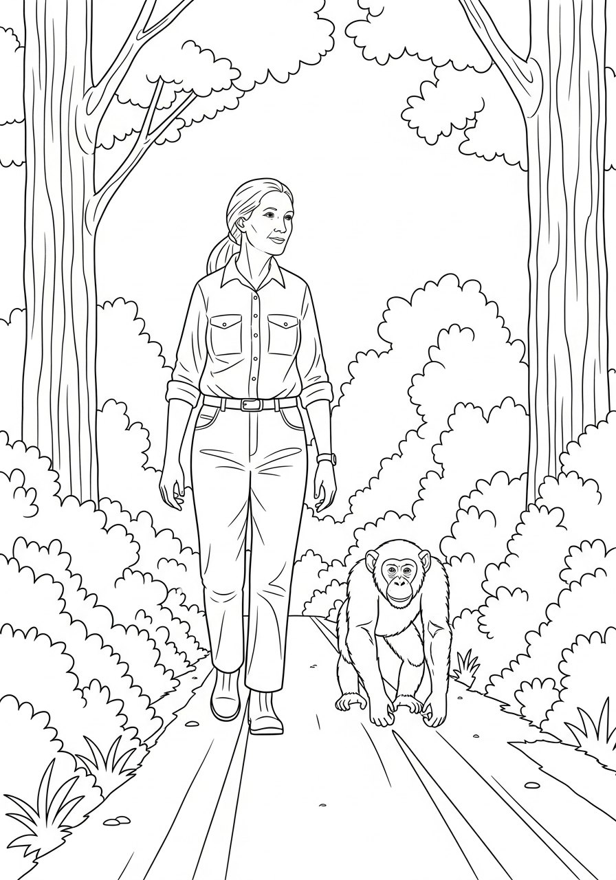Jane Goodall Coloring Pages 16 free adult Jane Goodall coloring pages