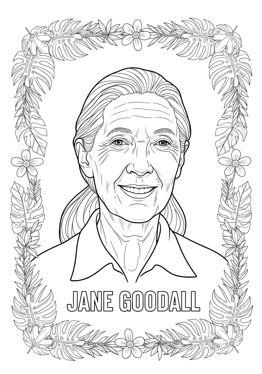 Jane Goodall Coloring Pages 15 Jane Goodall ornament coloring pages 1