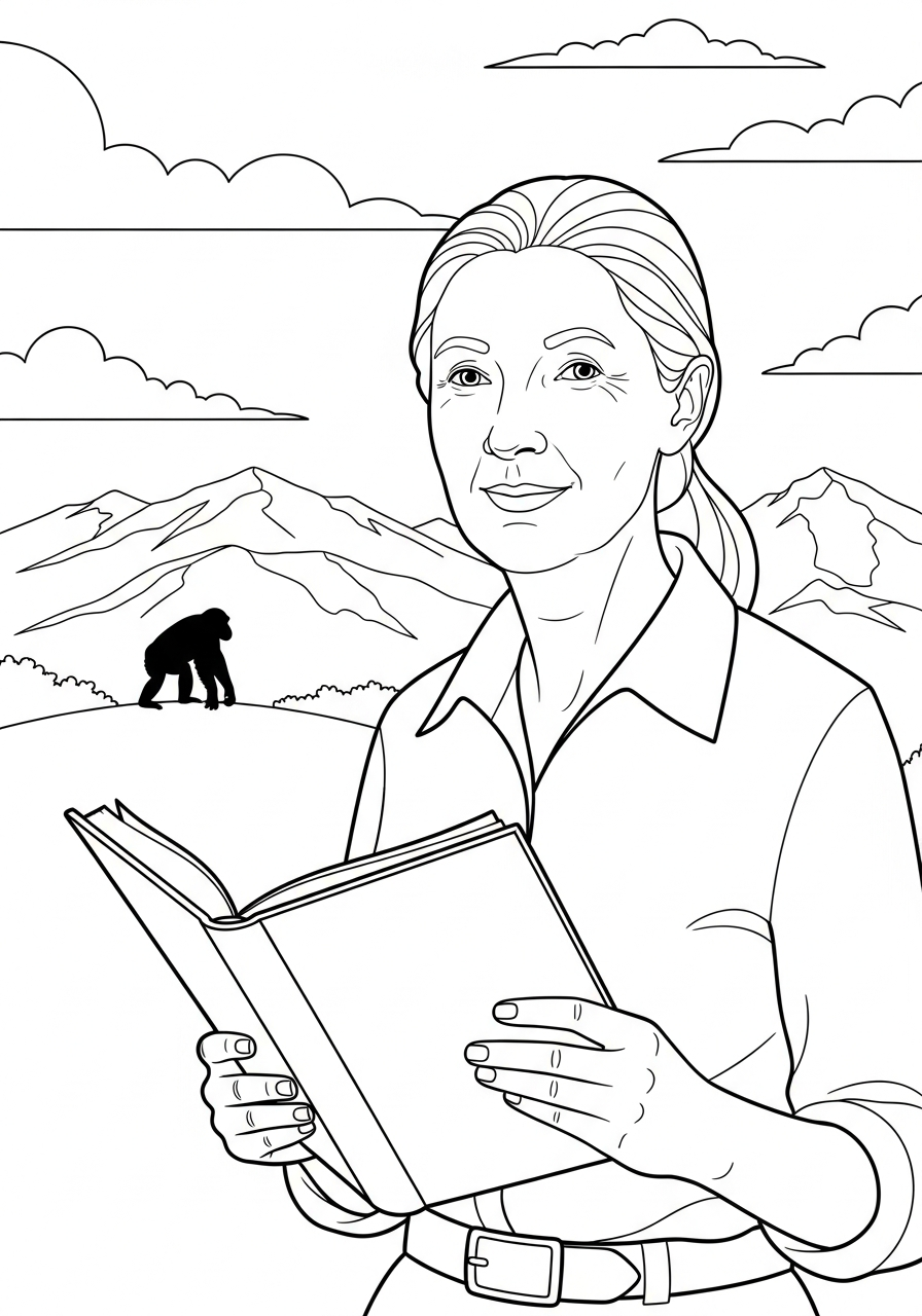 Jane Goodall Coloring Pages 14 vintage Jane Goodall coloring pages