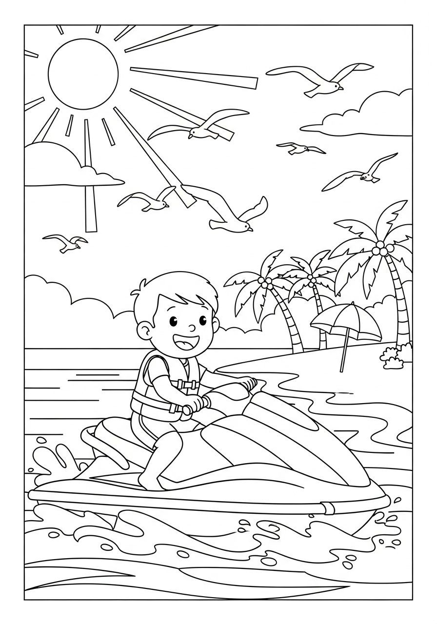 Jet Ski coloring pages pdf