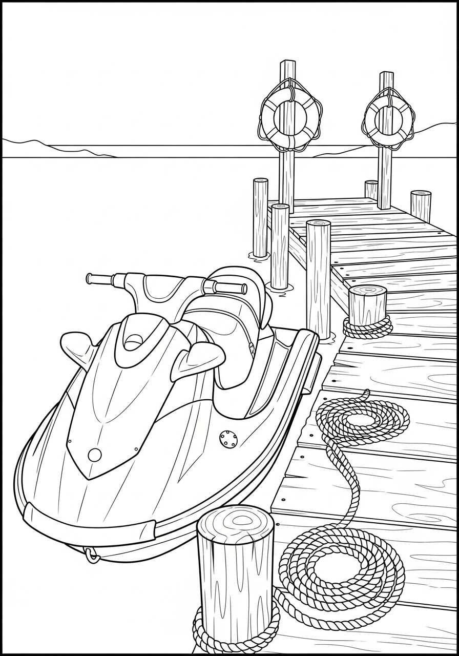 Jet Ski ornament coloring pages 1