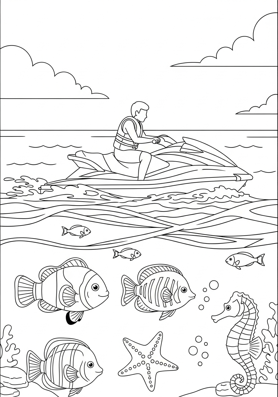 Jet Ski coloring pages pdf 1
